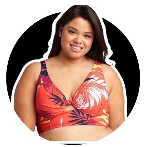 Lane Bryant Underwire Plunge Keyhole Swim Bikini Top - Picture 2 of 3